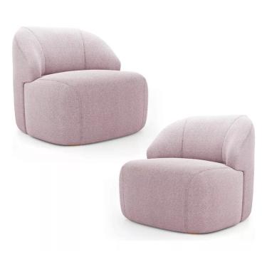 Imagem de Kit 2 Poltronas Organica Eloa Boucle Rose - Londrilar