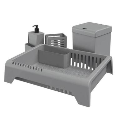 Imagem de Kit Pia Organizador 4 Pçs Pia Cozinha Lixeira Dispenser Escorredor Por