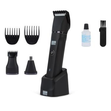 Imagem de Barbeador elétrico Groom Essentials para homens com base de carregamento, barbeador masculino de corpo inteiro molhado e seco, kit de barbear com aparador de barba e nariz, guias de aparar