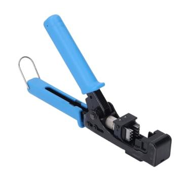 Imagem de Ferramenta de Terminação RJ45 Em ângulo de 90 °, Crimpador Keystone para Tomadas Everest Media Cat6, Base Ajustável, Lâminas de Aço Inoxidável, Cabo de Borracha Com Ranhuras, Aço