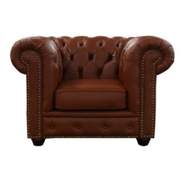 Imagem de Poltrona Maísa 125cm Couro Marrom - Sallar Home