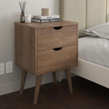 Imagem de Mesa de Cabeceira Organizadora Gavetas Madri Pés Palito Mesinha Latera