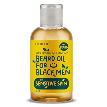 Imagem de Ouiloe Óleo De Barba Para Homens Negros Com Pele Sensível - Kit Uso Totalmente Natural, Sem Perfume, Não Comedogênico, Leve E Oleoso, 2 Oz