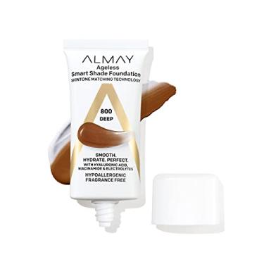 Imagem de Almay Base Antienvelhecimento Almay, Maquiagem Facial Smart Shade Com Ácido Hialurônico, Niacinamida, Vitaminas C E E, Hipoalergênica Sem Fragrância, 800 Deep, 1 Fl Oz (Pacote 1)