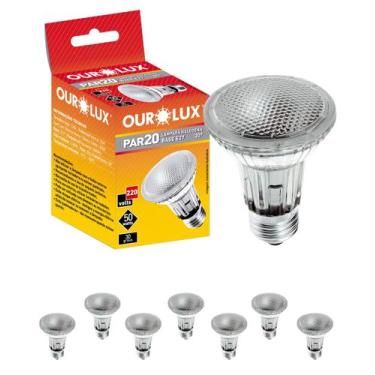 Imagem de 7 Lâmpadas Halógenas Ourolux PAR20 50W 220V E27 Luz Quente 2800K Amare