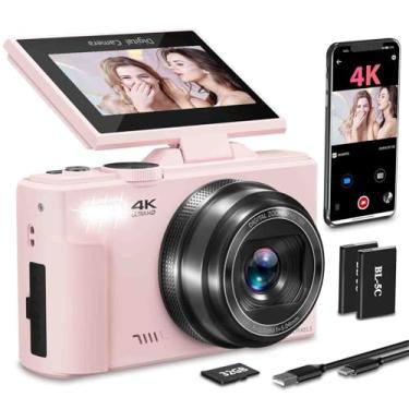 Imagem de NIKICAM Câmara Digital 4K para Fotografia com Ecrã Rebatél de 180° de 3 Polegadas, 64 MP, WiFi, Zoom Digital 18X, Flash, cor-de-rosa