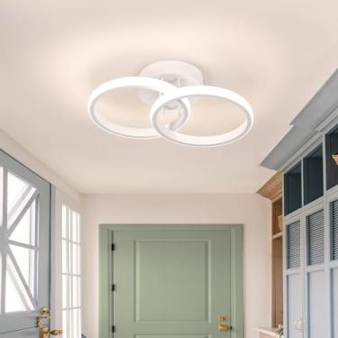 Imagem de BEMMY Luminária de Teto, Lustre Redondo com Holofote, Quarto, Cozinha, Sala de Estar, Decoração, Lustre Regulável com Luz Ajustável em 3 Cores 85-165V 27 * 17cm (Branco)