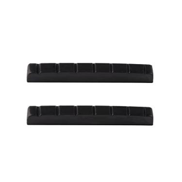 Imagem de Metallor Porca De Guitarra 7 Cordas, Grafite, Com Ranhuras, Para Violão Elétrico, Preto, 48 X 9,6 Mm, Conjunto 2 Peças.