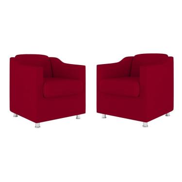 Imagem de Kit 02 Cadeiras Poltronas Decorativas Recepção Clinica Suede Cor:vermelho