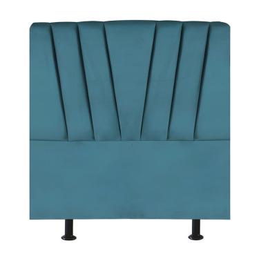 Imagem de Cabeceira Estofada Cama Box Solteiro 100 Cm Louise Suede azul Turquesa