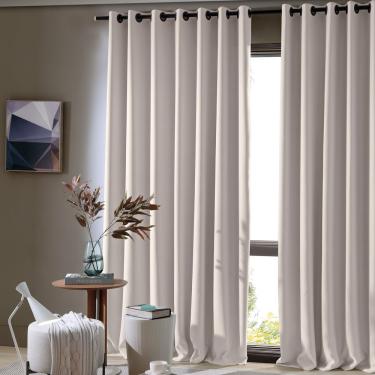 Imagem de Cortina Blackout Dupla Face com Ilhos Areia com Cinza 200X160 Bella Janela