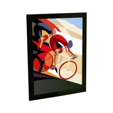 Imagem de Quadro Decorativo BHARDO Bicicleta Ciclismo, Moldura Pinus, Tamanho A2 46x64cm, Impressão Alta Definição
