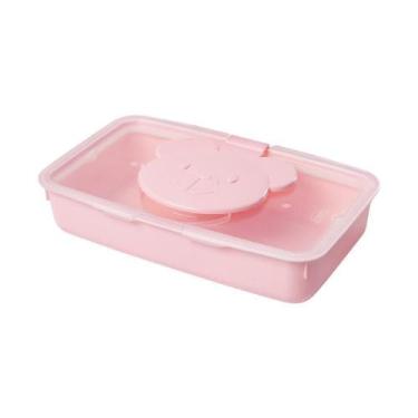 Imagem de Porta Lenco Umedecido De Plastico Ludica Urso Rosa Com Tampa - Plasuti