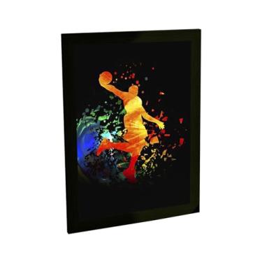Imagem de Quadro Decorativo Basquete Ilustração Enterrada Tinta Decoração Poster Quarto Sala