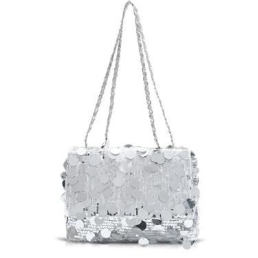 Imagem de QTKJ Bolsa de noite, bolsa de lantejoulas, bolsa transversal para mulheres, casamentos, formaturas, festas (estilo 386)