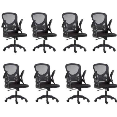 Imagem de Kit com 8 Cadeira Escritório Diretor Office Columbus com Tela Mesh Preto