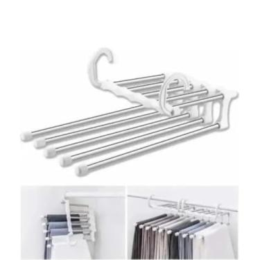 Imagem de Cabide Mágico para Calças, Inox, 5 Divisórias, Multifuncional