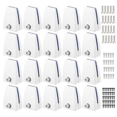 Imagem de Jhanw Pacote com 20 braçadeiras divisórias de mesa, suportes de painel branco de alumínio para painéis grossos de 1/8 a 3/4 - compatível com acrílico, vidro, telas de privacidade e folhas de madeira