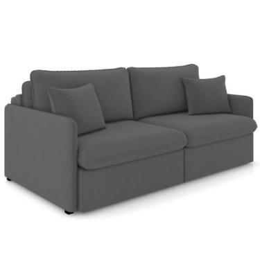 Imagem de Sofá Cama Retrátil Para Sala de Estar 174cm Una K01 Veludo Cinza - Lya