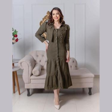 Imagem de Conjunto Feminino De Sarja Saia Midi Sereia Com Jaqueta Elegante - KOP