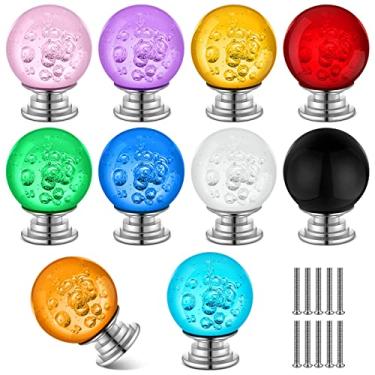 Imagem de Puxadores de gaveta de vidro de cristal, puxadores de gaveta de cristal, 10 puxadores de cristal coloridos de 30 mm para puxadores de cômoda, puxador em forma de diamante para cozinha, banheiro, escritório (estilo elegante)