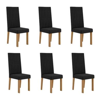 Imagem de Conjunto 6 Cadeiras para Sala de Jantar Laura Mel/Preto