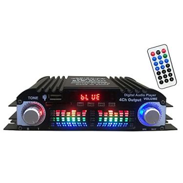 Imagem de CIADAZ Amplificador de potência de áudio para carro BT5.0 Receptor estéreo de home theater 4 canais 12 V com rádio FM USB/SDCard/AUX-in Display LCD
