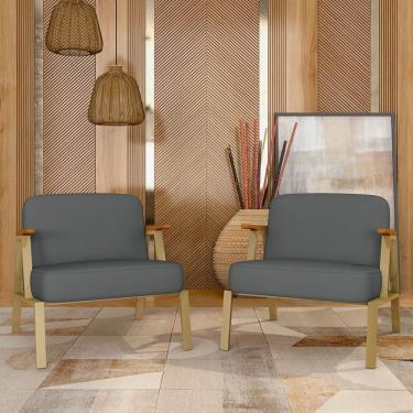 Imagem de Kit 2 Poltronas Coimbra Estilo Industrial Dourado/cinam/cinza - M.a