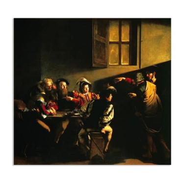 Imagem de Zeichn8u The Calling of St Matthew por Caravagio Impressão de arte famosa em tela famosa reprodução de pintura barroca melhora a decoração de sua casa ou escritório 30x30 cm (30.5x30.5 cm) sem moldura