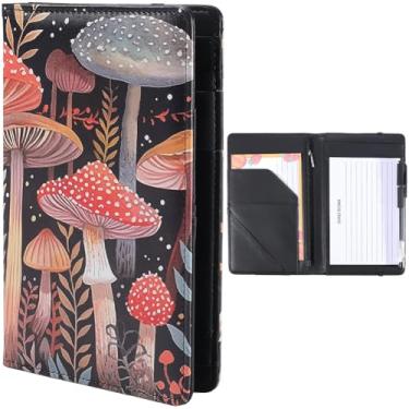 Imagem de CREATCABIN Pranchetas de couro, padfólio, organizador de portfólio, pasta, fichário, prancheta, armazenamento com 5 bolsos, bloco de notas, fecho elástico e laço para caneta para pedidos de reuniões