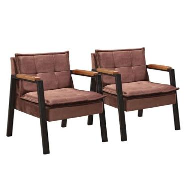 Imagem de Conjunto 02 Poltrona Estilo Industrial Braço de Ferro Fortaleza - GDec