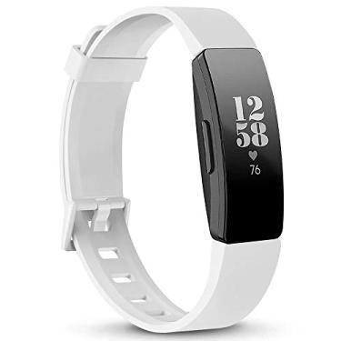 Imagem de Pulseiras de TPU macias AK compatíveis com Fitbit Inspire HR/Fitbit Inspire/Fitbit Ace 2 bandas, pulseiras esportivas à prova d'água para Fitbit Inspire HR Fitness Tracker, Branco, Large