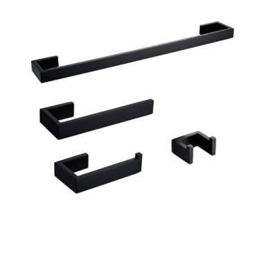 Imagem de Kit de banheiro preto escovado - suporte para toalhas de aço inoxidável, MB, conjunto com 4