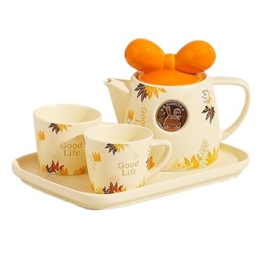 Imagem de Jarro Bule de cerâmica bonito copo de inauguração de casa com sala de estar em casa chaleira fria inglesa caixa de presente conjunto de chá da tarde garrafa de água quente/fria (cor: 1)