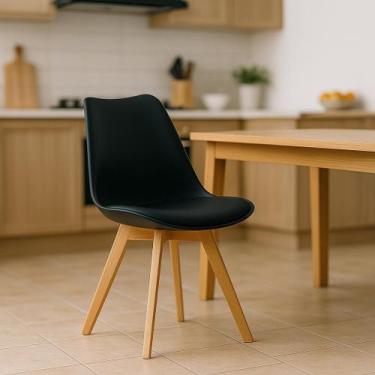 Imagem de Cadeira De Jantar Cozinha Saarinen Leda Design Wood Preta - Cadeiras I