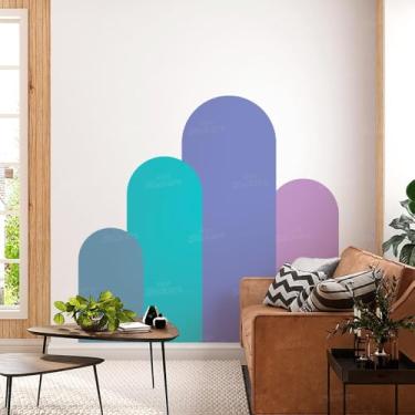 Imagem de Adesivo Quatro Arcos Geométricos Estilo Escandinavo Lavável Para Parede Sala Quarto Hall