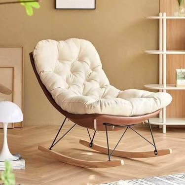 Imagem de Cadeira De Balanço Ent Moderna, Cadeira Estofada Do Planador Com Espaldar Alto, Cadeira Lateral Confortável Para O Quarto, Sala De Visitas, Orange, One Size
