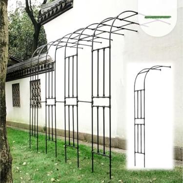 Imagem de Arco De Jardim Com Planta De Metal Preto Meio Arco Treliça De Parede De Jardim Ao Ar Livre Arco Escalada Rosas Trepadeiras Suporte Rack Branco Fácil De Montar, Black, 120 * 240Cm/3.9 * 7.9Ft