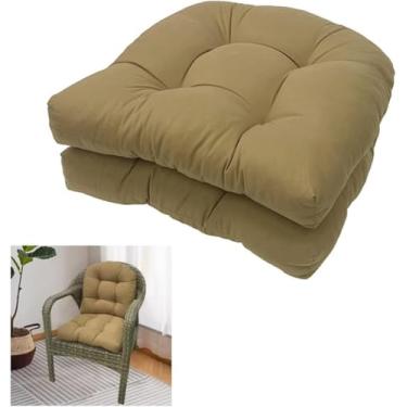 Imagem de 2 Peças De Almofadas De Assento De Cadeira De Jardim Almofadas De Cadeira Grossas, Almofada Em Forma De U Almofada De Cadeira De Vime Para Sofá Almofada De Terraço Ao Ar L, Vert, 48x48cm