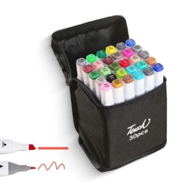 Imagem de Conjunto Estojo Caneta Canetinha Permanente Ponta Dupla Para Colorir 30 Unidades Touch (30 Cores)
