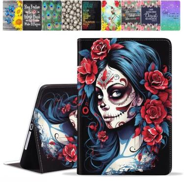 Imagem de TBXOSTN Capa para iPad Mini 6 (2021), capa de couro sintético premium com hibernação automática para iPad Mini 6ª geração de 8,3 polegadas, Sugar Skull Girl Rose
