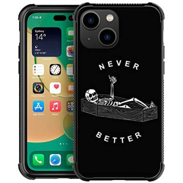 Imagem de ZHEGAILIAN Capa compatível com iPhone 14 Plus, capas de esqueleto nunca melhores, parte traseira de vidro temperado + capa protetora de TPU de silicone macio para Apple