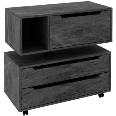 Imagem de Kit Balcão e Gabinete de Banheiro Karina - Tecnomobili, Mármore Lunar