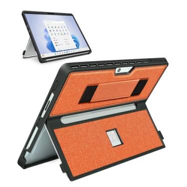Imagem de SSS·GRGB Capa compatível com Microsoft Surface Pro 11/10/9/8 13 polegadas, com capa para stent, alça de mão, capa robusta multifuncional compatível com teclado tipo capa, laranja