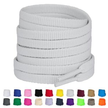 Imagem de Olukssck 2 pares de cadarços planos para tênis, cadarços de 1/10.2 cm para atletismo/tênis de corrida cordas, Cinza claro (2 pares), 43inch(110cm)