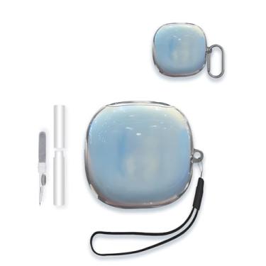 Imagem de Capa para fones de ouvido abertos SHOKZ OpenFit 2 T920, capa protetora de TPU com design de cor gradiente WUNIAK com chaveiro e kit de limpeza para fones de ouvido Bose ultra abertos, azul.