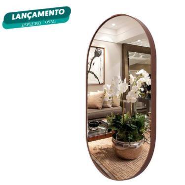 Imagem de Espelho Decorativo Redondo Oval Moderno Lavabo Banheiro - Landi Vendas