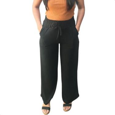 Imagem de Calca Feminina Pantalona Moletom Moletinho Lanzinha Wide Leg - Moda_Ga