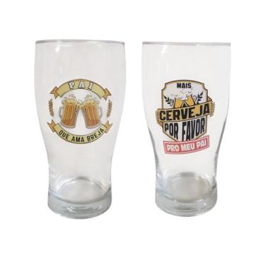 Imagem de Kit 2 Copos Com Chaveiro Personalizado Vidro 580ml Dia Dos Pais Presen