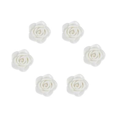 Imagem de Kit C/6 Miçangas Em Resina Flor Rosa Branca 2 Cm - Lua Mística - 100% 